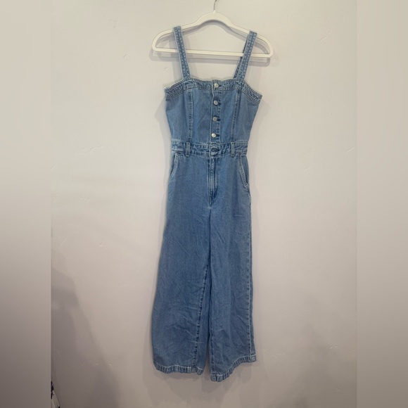 Levi’s Strauss Light Blue Denim Overalls Wide Leg Jumpsuit XS - Picture 3 of 8